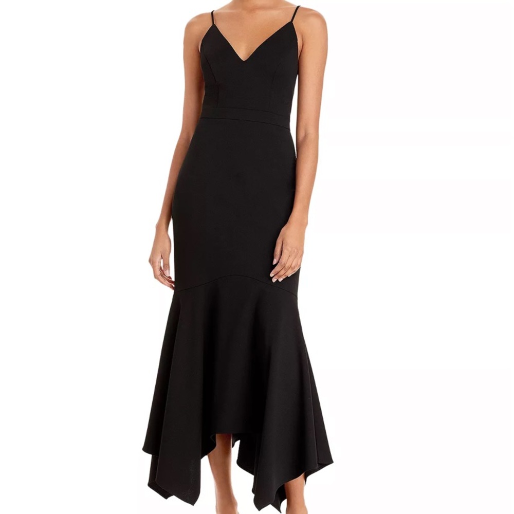 Aqua Formal Asymmetric Flounce Cocktail Dress in Black 🖤🖤🖤